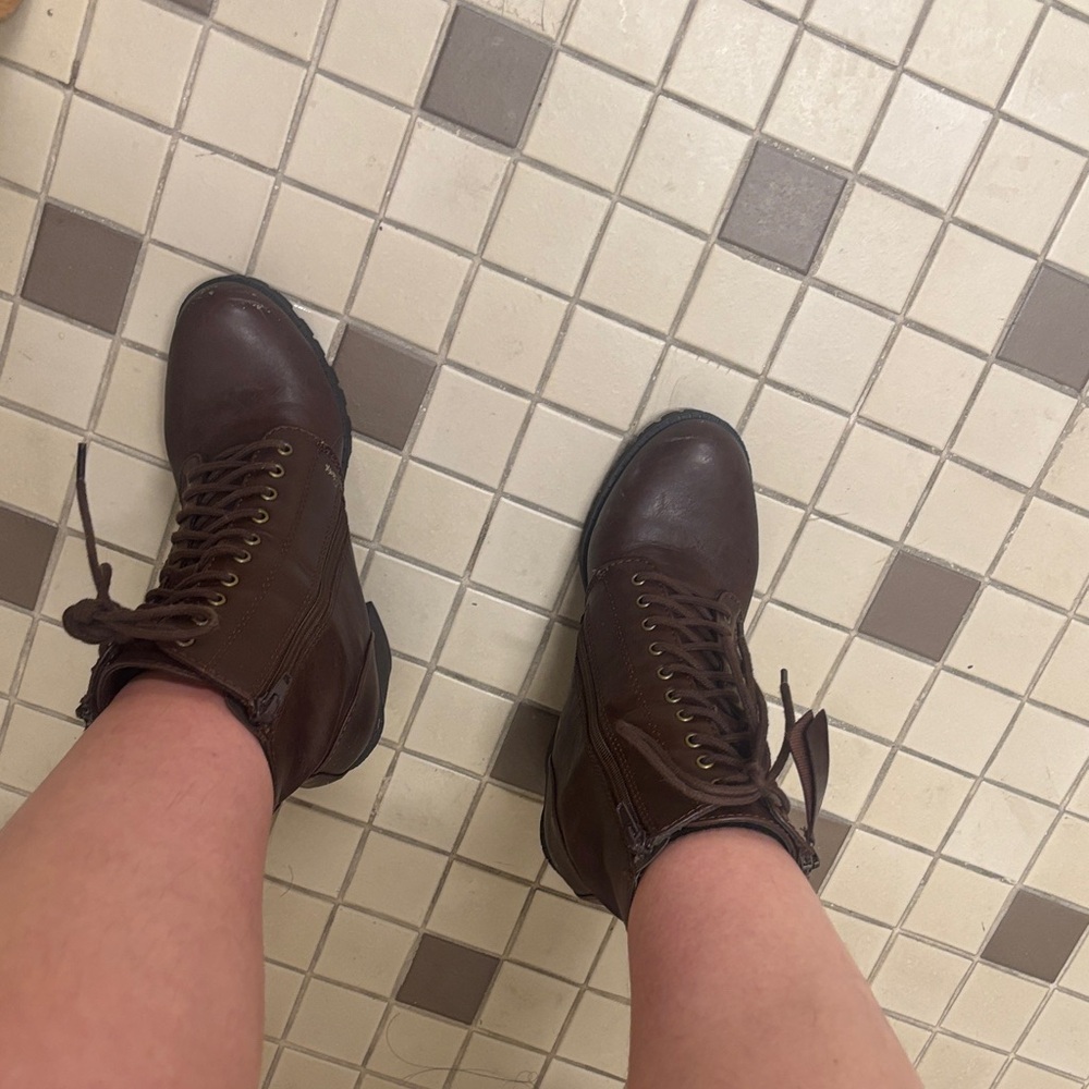 Brown Lace-Up Ankle Boots